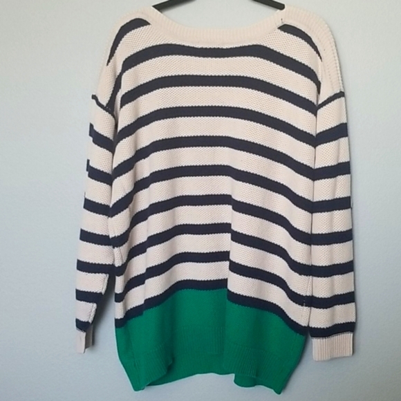 Susan Graver Preppy Nautical Academia Coastal essentials striped knit sweater 2X - Picture 5 of 7